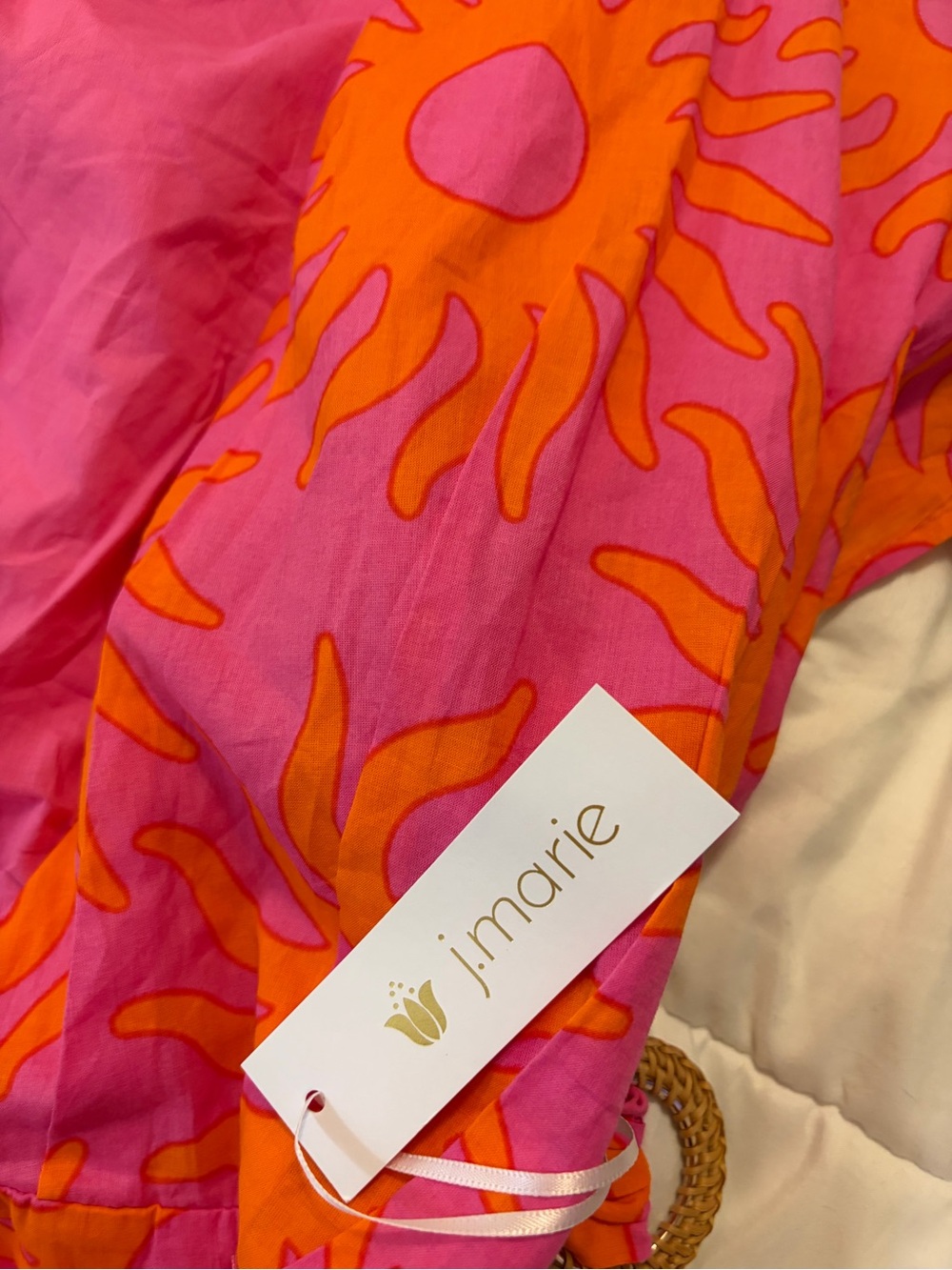 J. Marie Pink & Orange Sunburst Wrap Mini Romper - NWT  size Large - Picture 15 of 16
